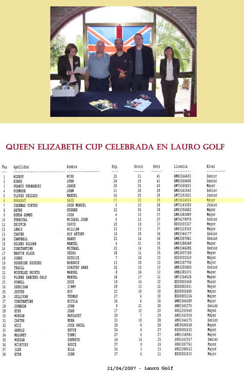 Queen Elizabeth Cup celebrada en   Lauro Golf [22/04/2007]